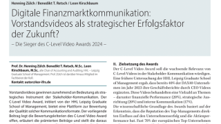 Digitale Finanzmarktkommunikation: Vorstandsvideos als strategischer Erfolgsfaktor der Zukunft? - Die Sieger des C-Level Video Awards 2024